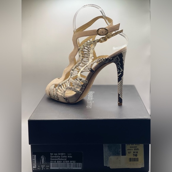 ALEXANDRE BIRMAN New! Snake Skin Python Salto Alto Sandals in Natural/Beige NIB - Picture 9 of 9
